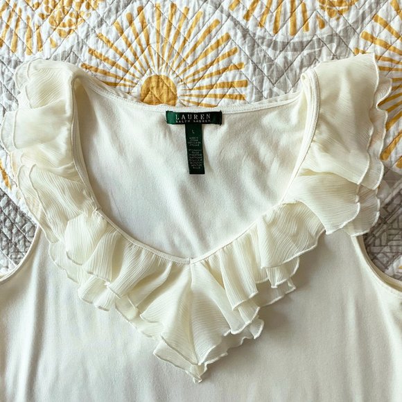 Ralph Lauren Sleeveless Ruffle Top Size L - Picture 3 of 6